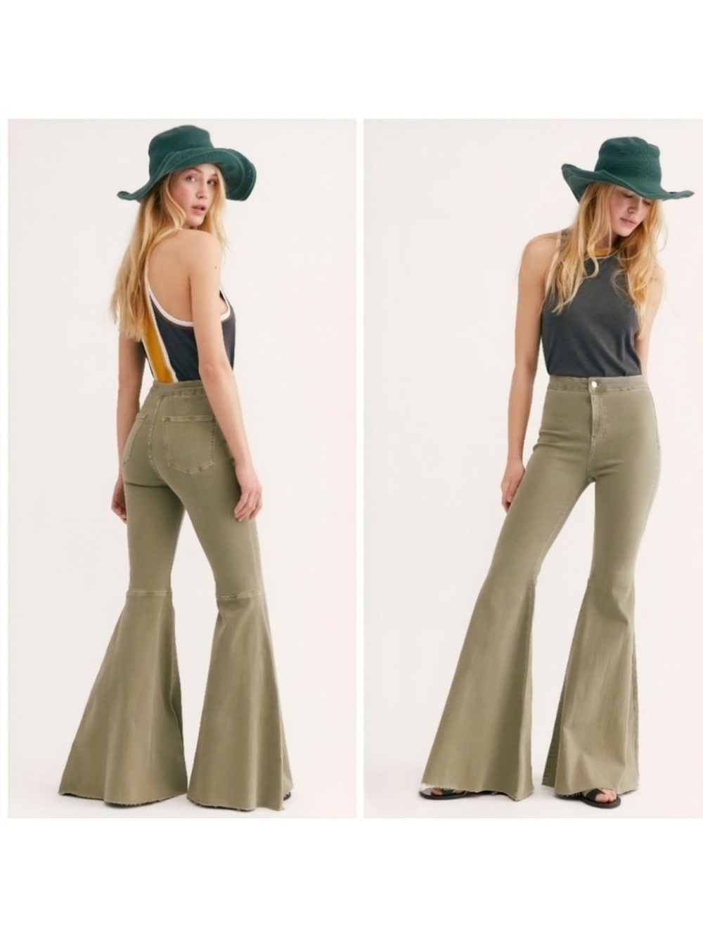 We The Free Olive High-Waist Flare Jeans